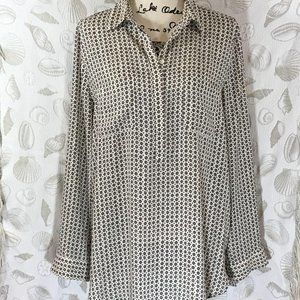 Ann Taylor LOFT Long Sleeve Printed Popover Top
